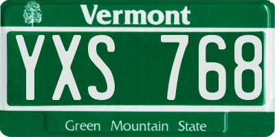 VT license plate YXS768