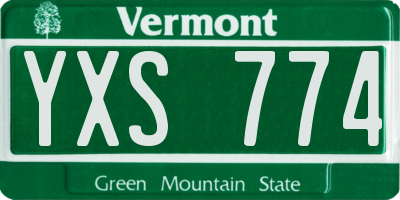 VT license plate YXS774