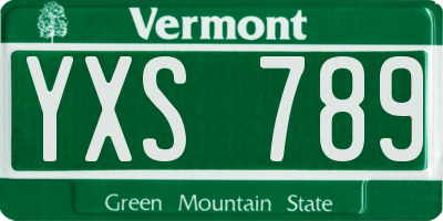 VT license plate YXS789