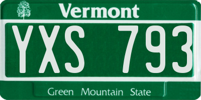 VT license plate YXS793