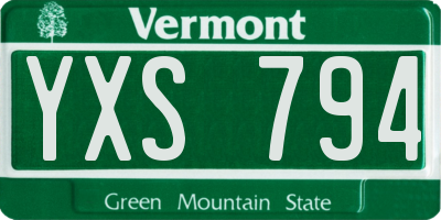 VT license plate YXS794