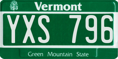 VT license plate YXS796