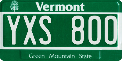 VT license plate YXS800