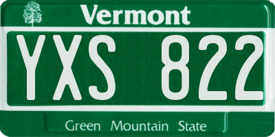 VT license plate YXS822
