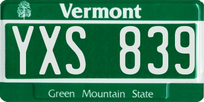 VT license plate YXS839