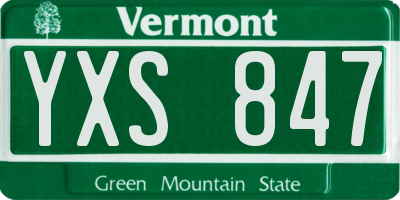 VT license plate YXS847