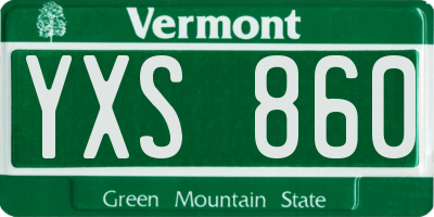 VT license plate YXS860