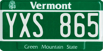 VT license plate YXS865