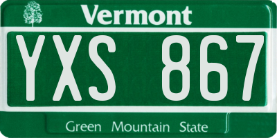 VT license plate YXS867
