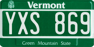 VT license plate YXS869