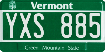VT license plate YXS885