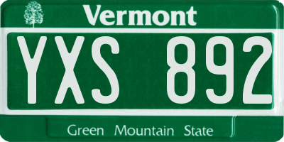 VT license plate YXS892