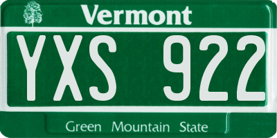 VT license plate YXS922