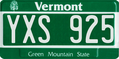 VT license plate YXS925