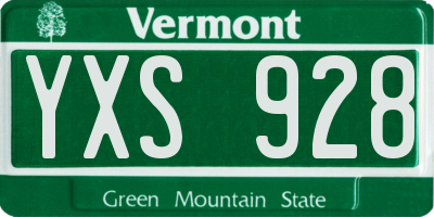 VT license plate YXS928