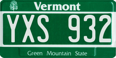 VT license plate YXS932