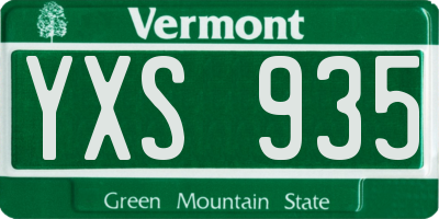 VT license plate YXS935