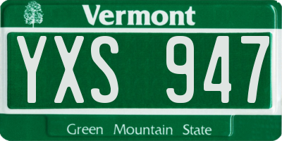 VT license plate YXS947