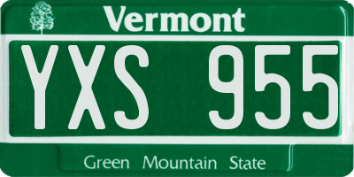 VT license plate YXS955