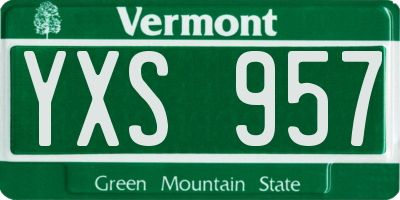 VT license plate YXS957