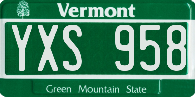 VT license plate YXS958