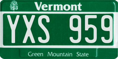 VT license plate YXS959