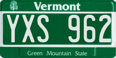 VT license plate YXS962