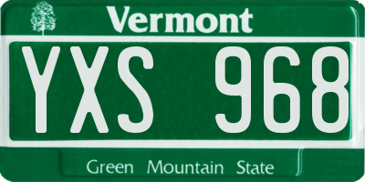 VT license plate YXS968
