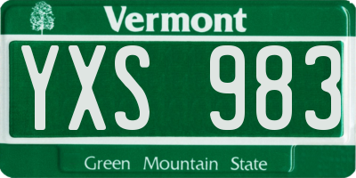 VT license plate YXS983
