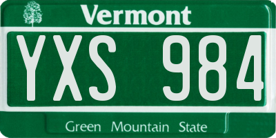VT license plate YXS984