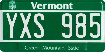 VT license plate YXS985