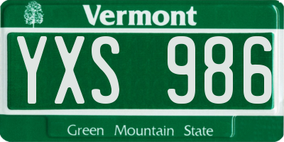 VT license plate YXS986