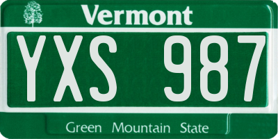 VT license plate YXS987