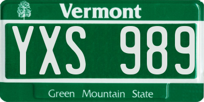 VT license plate YXS989