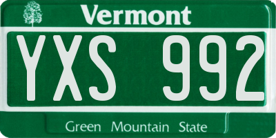 VT license plate YXS992