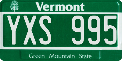 VT license plate YXS995