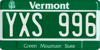 VT license plate YXS996