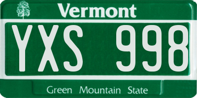 VT license plate YXS998
