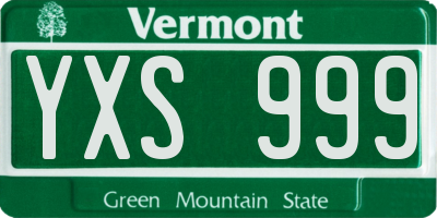 VT license plate YXS999