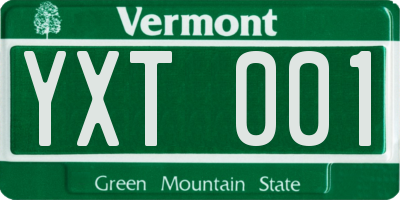 VT license plate YXT001