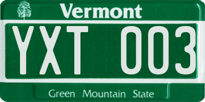 VT license plate YXT003
