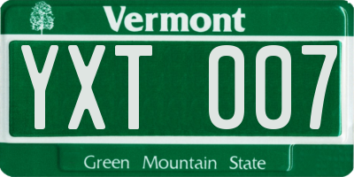 VT license plate YXT007