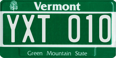 VT license plate YXT010