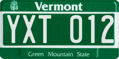 VT license plate YXT012