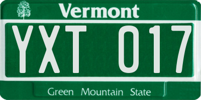 VT license plate YXT017