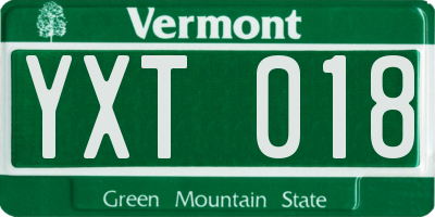VT license plate YXT018