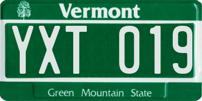 VT license plate YXT019