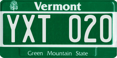 VT license plate YXT020