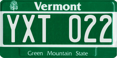 VT license plate YXT022