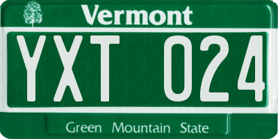 VT license plate YXT024